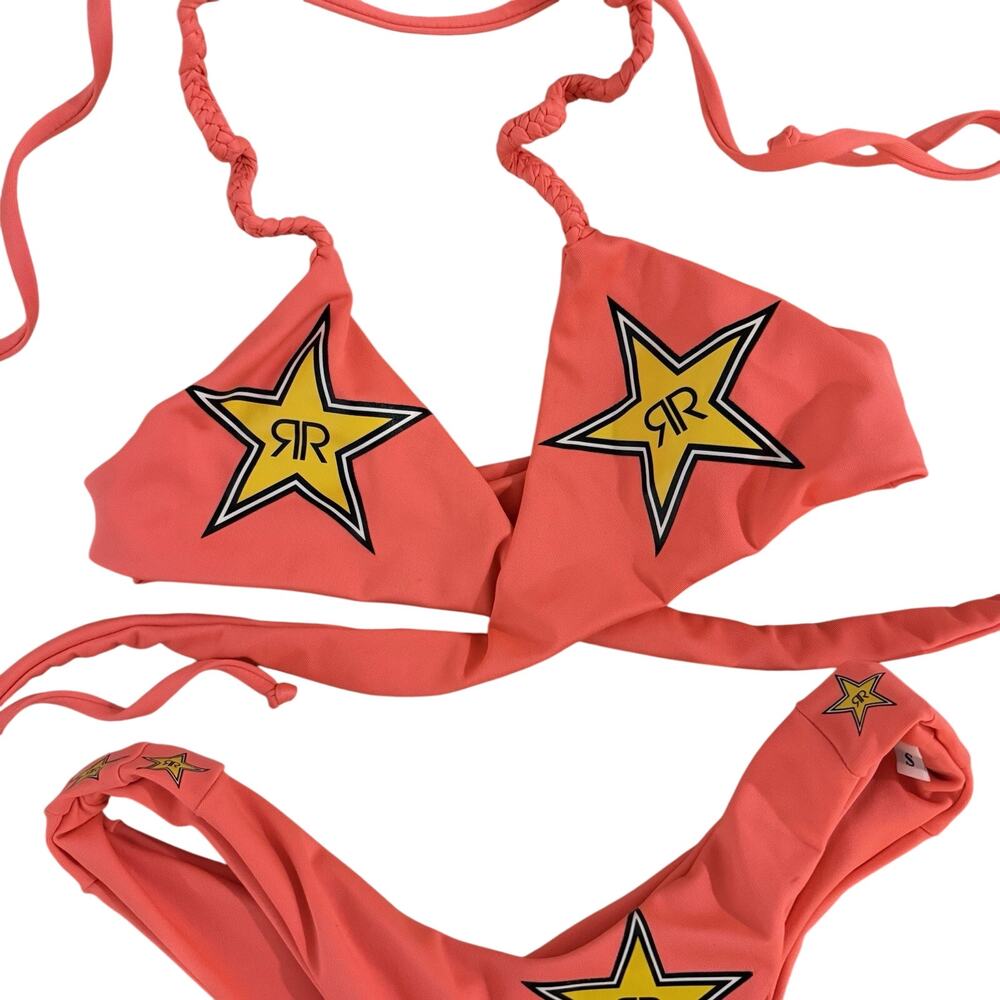 Rockstar Energy Drink 2‎ Piece String Bikini Size Small Star Logo Rock Star Rare